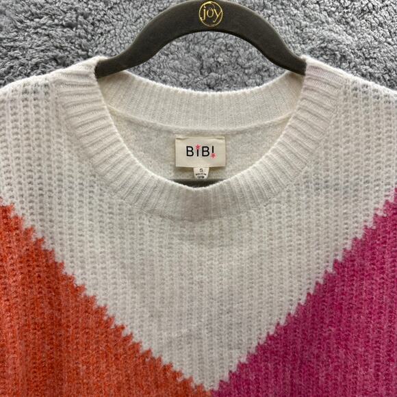 BiBi NWT Size Small Sweater Color Block Soft Crew Neck Long Sleeves Casual - Picture 9 of 9